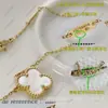 Collar Trébol de Cuatro Hojas de Van Gogh V-Oro Versión de Alta Gama Chapado en Oro de 18 Quilates Pétalos Trébol de Cuatro Hojas Diamante Completo Versátil Diseño Simple Venta Directa del Fabricante