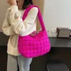 Nova Bolsa Transversal Acolchoada de Algodão Elástico 2025 para Mulheres, Bolsa de Ombro de Grande Capacidade, Bolsa Plissada Feminina, Bolsa de Tecido Macio