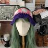 Estilo coreano contraste cor pequena fresco artesanal crocheted malha chapéu pescador primavera e verão meninas doce design chapéu da bacia