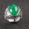 Anillo de Jade Natural para Hombre Calcedonia Incrustada con Ojo de Anillo para Hombre Anillo de Ágata de Farmacéutico Anillo Ojo Forma Cóncava