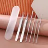 Pinza para acné de acero inoxidable aguja para acné pincho para acné aguja negra herramientas de belleza para maquillaje para acné traje de agujas para acné venta al por mayor