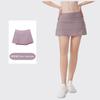[En Stock] Falda de Tenis Ld con Tres Pliegues para Mujer, Falda Deportiva Plegada de Dos Piezas Falsas de Cintura Alta Anti-Exposición para Yoga Fitness