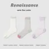 Calcetines de malla renacentista con empalme transpirable para primavera y verano, color caramelo, con lunares calados, transpirables, estilo japonés para niña