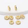 Paquete de oro de 14K color microincrustado circonita engranaje agujero grande taladro anillo espaciador accesorios para joyería DIY material para pulsera con cuentas