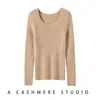 Nuevo suéter de punto de manga larga para otoño e invierno, elegante estilo coreano para mujer, 100% cachemira pura, tejido ajustado