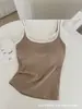 Camisola Térmica de Algodón Acanalado Cachemir Cepillado Otoño e Invierno para Mujer con Almohadillas Integradas en el Pecho, Corte Ajustado, Top Interior Elástico