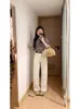 Jeans Blancos de Estilo Coreano con Caída para Tallas Grandes para Mujer, Versátiles y Adelgazantes, Pantalones de Pierna Recta de Moda y Elegantes, Tendencia