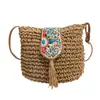 Bolsa de Ombro Trançada Estilosa de Novo Estilo, Bolsa Quadrada Pequena com Franjas Vazada Estilo Étnico da Moda, Bolsa de Ombro Versátil Transversal