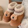 Botas de Nieve de Oso Tridimensionales de Estilo Étnico para Mujer en Invierno Noreste Forradas de Vellón Engrosadas a Prueba de Frío y Cálidas Zapatos de Algodón de Felpa para Niñas