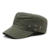 Sombrero militar de hombre para primavera y verano, color liso, algodón, gorra de béisbol plana, gorra con visera y botón lateral, sombrero deportivo con protección solar