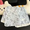 Conjunto de pijama de cárdigan nube con cuello de muñeca para mujer, manga corta, pantalones cortos, simple, lindo, dulce, ropa para el hogar, no necesita sujetador