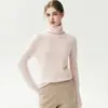 Suéter 100% caxemira pura, um top feminino estiloso com gola franzida, malha macia e confortável, perfeito como peça base para outono e inverno, suéter de caimento solto para mulheres
