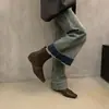 Primer Encuentro Ji Diseño Sensación Nicho Tacón Grueso Bota Corta Otoño/Invierno Nueva Francesa Adelgazante Bota y Bota Color Nude Bota Corta Retro Bota para Mujer