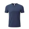 Camiseta de manga corta de color sólido de secado rápido, cuello redondo, transpirable, cómoda, versátil, unisex, con logo estampado y bordado