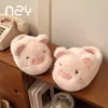 Fábrica de Zapatos Qidan Monstruo Pequeño de Dibujos Animados Pantuflas de Algodón para Mujer Otoño Invierno Felpa Linda Hogar Suela Suave Cálido Pantuflas de Piel para Mujer