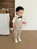 Terno Colete Infantil Gravata Borboleta Festa de Primeiro Aniversário de Bebê Traje Formal Menino Pequeno Pajem Anfitrião Traje Pequeno Conjunto Infantil