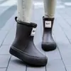 Botas de Lluvia Estilo Japonés para Mujer, Elegantes Zapatos de Agua de Caña Media, Botines Antideslizantes para Lavar el Coche, Lavandería y Uso Doméstico