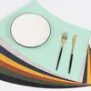 Alfombrilla de Mesa de Comedor de Cuero con Forma de Abanico Doble Cara Estilo Nórdico, Impermeable, Resistente al Aceite, Aislante Térmico para Cuencos, Posavasos Estilo Americano al por Mayor