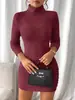Vestido de punto ajustado bodycon casual de cuello alto, moda transfronteriza europea y americana, nuevo para primavera y otoño 2026
