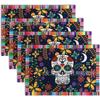 Mantel Individual de Lino para el Día de Muertos Mexicano de Venta Caliente Transfronterizo Estampado de Calaveras Atmósfera de Terror Mantel Individual Occidental Decoración Festiva