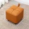 Taburete Cuadrado de Madera Maciza para el Hogar Taburete Nuevo de Cuero Resistente a Arañazos de Gato Taburete para Mesa de Café en la Sala de Estar Taburete Bajo para Adultos Taburete para Cambiar Zapatos en la Entrada Algodón para Sofá