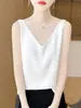 Camisola de Seda Hielo con Escote en V, Estilo Veraniego Nuevo, Transfronteriza, 25 Años, para Mujer, Chaleco Jacquard sin Mangas para Usar debajo de Trajes