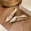 Impresionantes Zapatos de Boda de Estilo Francés con Punta Puntiaguda de Pedrería, Tacones Altos Nude Combinados con Vestidos, Delicados Zapatos Individuales de Aguja, Suaves Zapatos de Noche 2025