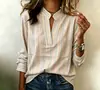 Camisas de manga larga a rayas para mujer, estilos casuales de moda, transfronterizas de Amazon europeas y americanas, nuevas