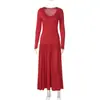 Vestido de Moda de Verano Nuevo de Amazon Transfronterizo, Ajustado, Cuello en V, Manga Larga, Ceñido a la Cintura, Largo, Plisado, Estilo Callejero para Mujer