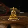 Estatua de Buda Mini Portátil Dorada de Latón 3cm Adorno Sakyamuni Dios Amarillo de la Riqueza Manjusri Guanyin de Cuatro Brazos Exquisita