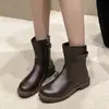 Botas de Invierno/Otoño para Mujer Tallas Grandes, Tacón Grueso, Nuevo Estilo 2026, Botas tipo Martin con Tacón Grueso, Botines, Botas de Cuero Versátiles para Mujer, Modernas y Elegantes