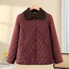 Abrigo ligero de algodón para otoño e invierno de mujeres de mediana edad y mayores, chaqueta acolchada casual de algodón, ropa de invierno para mamá, abrigo de algodón cálido con cuello