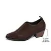 Novos Sapatos Femininos de Primavera e Outono, Bico Fino, Salto Bloco, Salto Médio, Sapatos Casuais Slip-On de Comércio Exterior, Sapatos de Cano Baixo Atacado