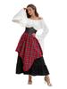 Comercio Exterior Transfronterizo Falda Grande Retro Medieval Dobladillo Grande Falda Larga Irregular Roja y Blanca Ropa Top con Ceñidor en la Cintura