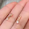 Pendientes de Gancho Pequeños Chapados en Oro Luminoso Moda de Lujo Ligero Versátiles Estilo Ins Pendientes Sencillos con Gota de Taladro