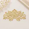 Piezas florales metálicas simétricas caladas para accesorios de joyería DIY, tocados de novia hechos a mano estilo antiguo, abanico, bolso y accesorios de boda