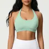 Sujetador deportivo cruzado sin costuras para mujer, que alisa la espalda, de corte ajustado, alta elasticidad, ajustado, con cuello halter, adecuado para correr, fitness y yoga