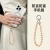 Cadena de Teléfono de Muñeca Corta en Stock, Pulsera Colgante de Cubo de Azúcar de Cristal de Moda y Sencilla, Hecha a Mano de Alta Calidad con Abalorios para Mujer