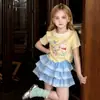 Camiseta de Manga Corta para Niña Verano Nuevo Estilo Tops Casuales de Moda para Niños Pequeños y Medianos con Lindas Camisetas Estampadas de Manga Corta