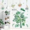 Adesivos de Parede Estilo Nórdico ins Casco de Tartaruga Folha Verde Papel de Parede Cesta Suspensa Planta em Vaso Pintura Decorativa Papel de Parede de Fundo para Quarto Adesivos Jane Eyre