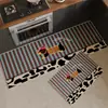Novo tapete de piso de cozinha de tecido de desenho animado, absorvente de água e óleo, resistente à sujeira, fácil de limpar, tapete para entrada de casa