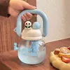 Nova caneca de barriga grande de celebridade da internet, chaleira de plástico, copo de água infantil, grande capacidade, alto valor, caneca de chá com flores com compartimento de chá, jarra para levar