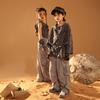 Ropa de moda infantil hip-hop traje hiphop mamelucos grises para niños ropa de actuación estilo tierra baldía frita callejera para niñas ropa de moda