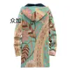 2025 Cardigan Casual con Cremallera y Capucha para Hombre con Patrón Multicolor de Algodón Chaqueta con Forro Gris DIY