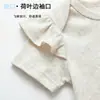 Body de Manga con Volantes de Color Sólido para Bebé, Manga Corta, Cuello Redondo, Broches en la Entrepierna, Conjunto de una Pieza para Niños y Niñas, Ropa Interior Básica para el Hogar