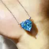 Collar con Cadena de Moissanita de Color en Forma de Corazón de 5 Quilates, Collar de Diamante de Moissanita Exagerado Europeo y Americano, Nuevo Modelo de Venta Caliente Transfronteriza al por Mayor