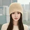 Gorro de Cachemira para Mujer 100% Cachemira Nueva Temporada Otoño Invierno Gorro de Punto Protección para Orejas Moda Sencillo Color Sólido