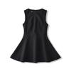 Vestido Retro de Verano de Color Puro con Cuello Redondo sin Mangas para Mujer Chica Francesa Cintura Ajustada Falda A-Line con Pliegues