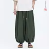 Pantalones cortos anchos de estilo chino ligeros de verano para hombre, nuevos pantalones deportivos holgados de algodón y lino transpirables estilo retro chino tipo linterna