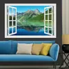 Cenário de lago e água, item popular de comércio exterior, adesivo de parede decorativo 3D com efeito de janela falsa, para sala de estar e quarto de casa